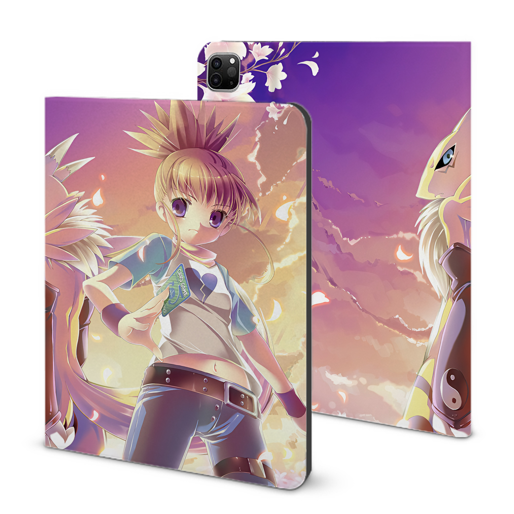 （画像用） Digimon デジタルモンスター/デジモン IPad ケース ブック型 PUレザー TPU 耐衝撃 軽量 薄型 ペン収納なし 全面保護 IPad 各モデル対応